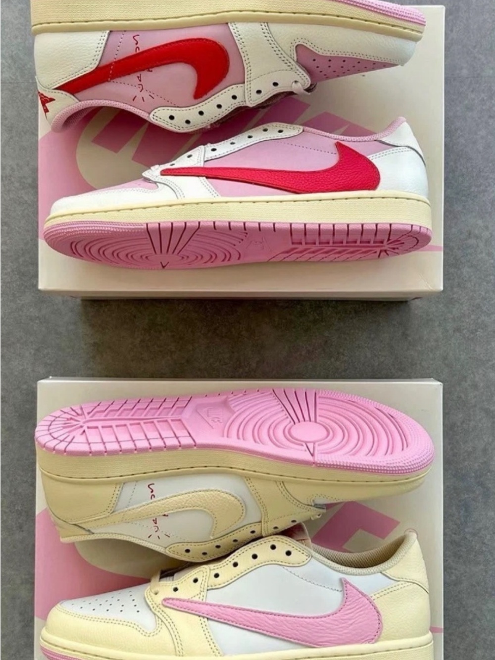 Travis Scott Air Jordan 1 Low Top Sneakers in Cream, White & Pink - Picture 4 of 4
